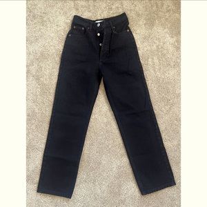 Zara High Waisted Mom Jean in a Black Wash w/ Button Fly